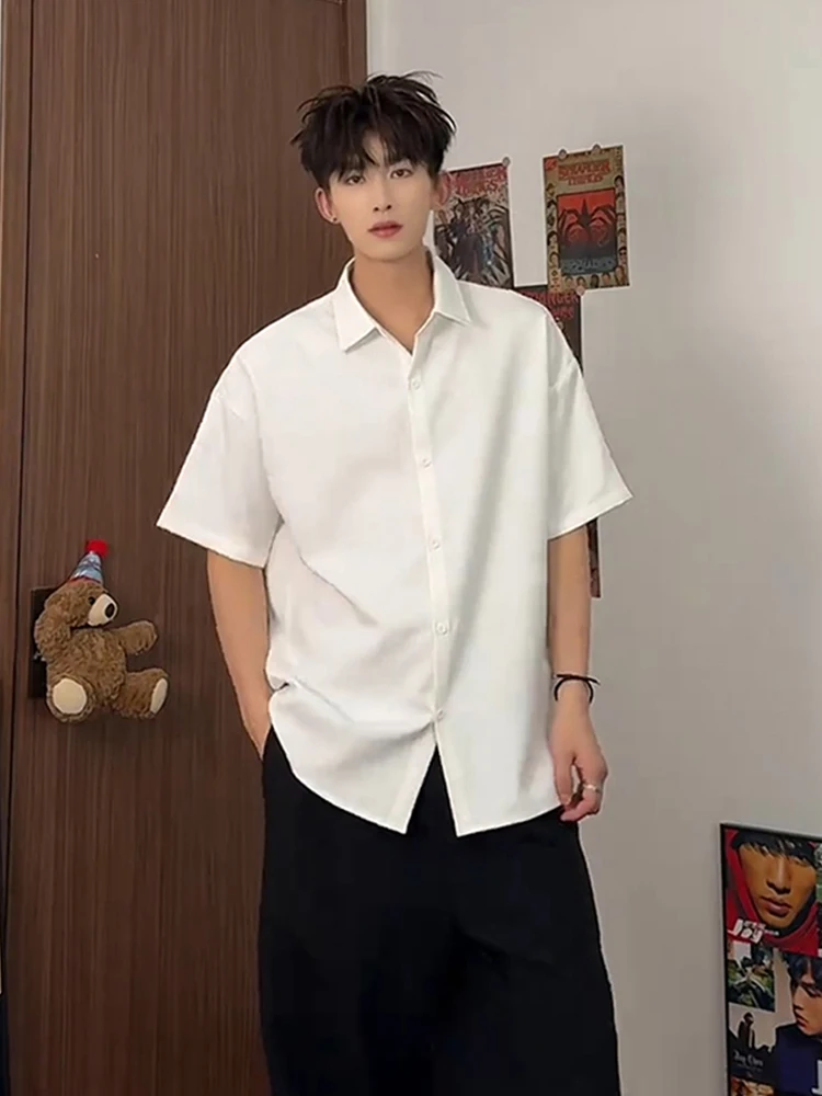 

Cleanfit White ort Sve Men's irt Summer Loose Drapey American Sle oulder Coat Youth Trendy lin Casual Wear