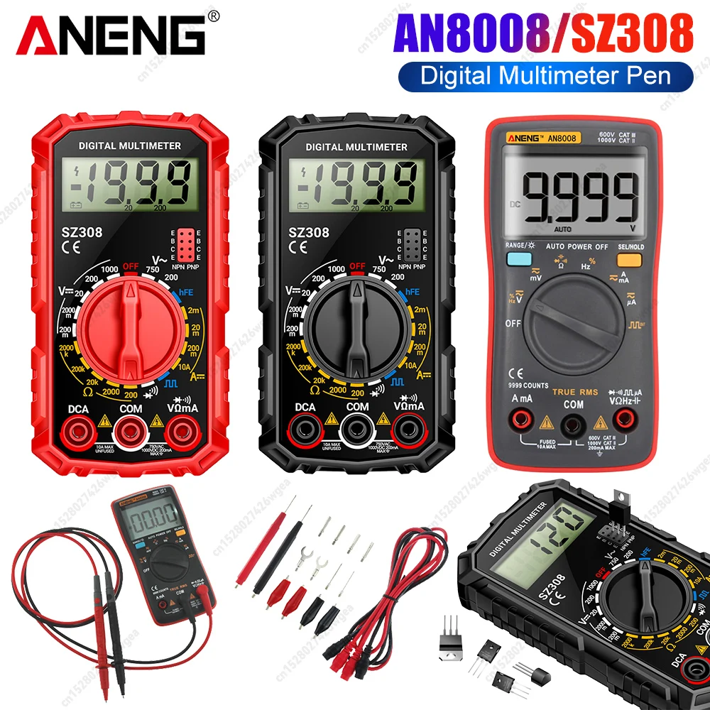 ANENG AN8008/SZ308 Digital Multimeter AC/DC Ture RMS Portable Capacitor Tester LCD Display High-precision Voltage Meter