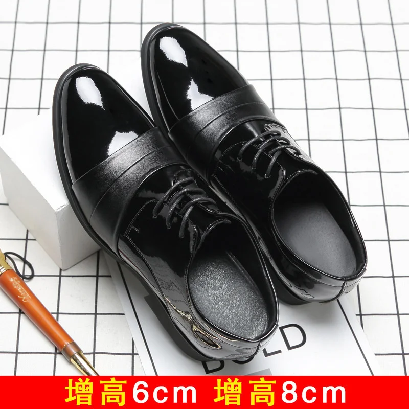 Men\'s Dress Shoes Elevator Shoes Genuine Leather Increase Business Sneakers For Men 8cm 6cm Heightening Shoes Moccasins Taller