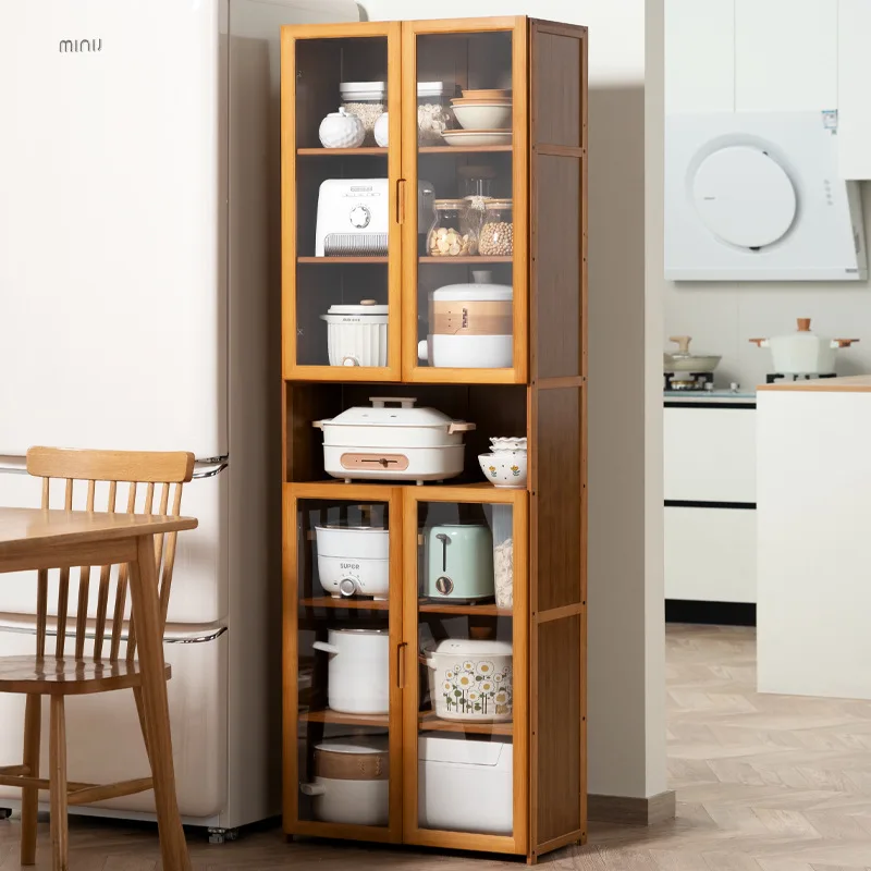 

Kitchen supplies storage cabinets Floor-to-ceiling multi-functional shelves with doors Kitchen utensils Tableware Lockers Booksh
