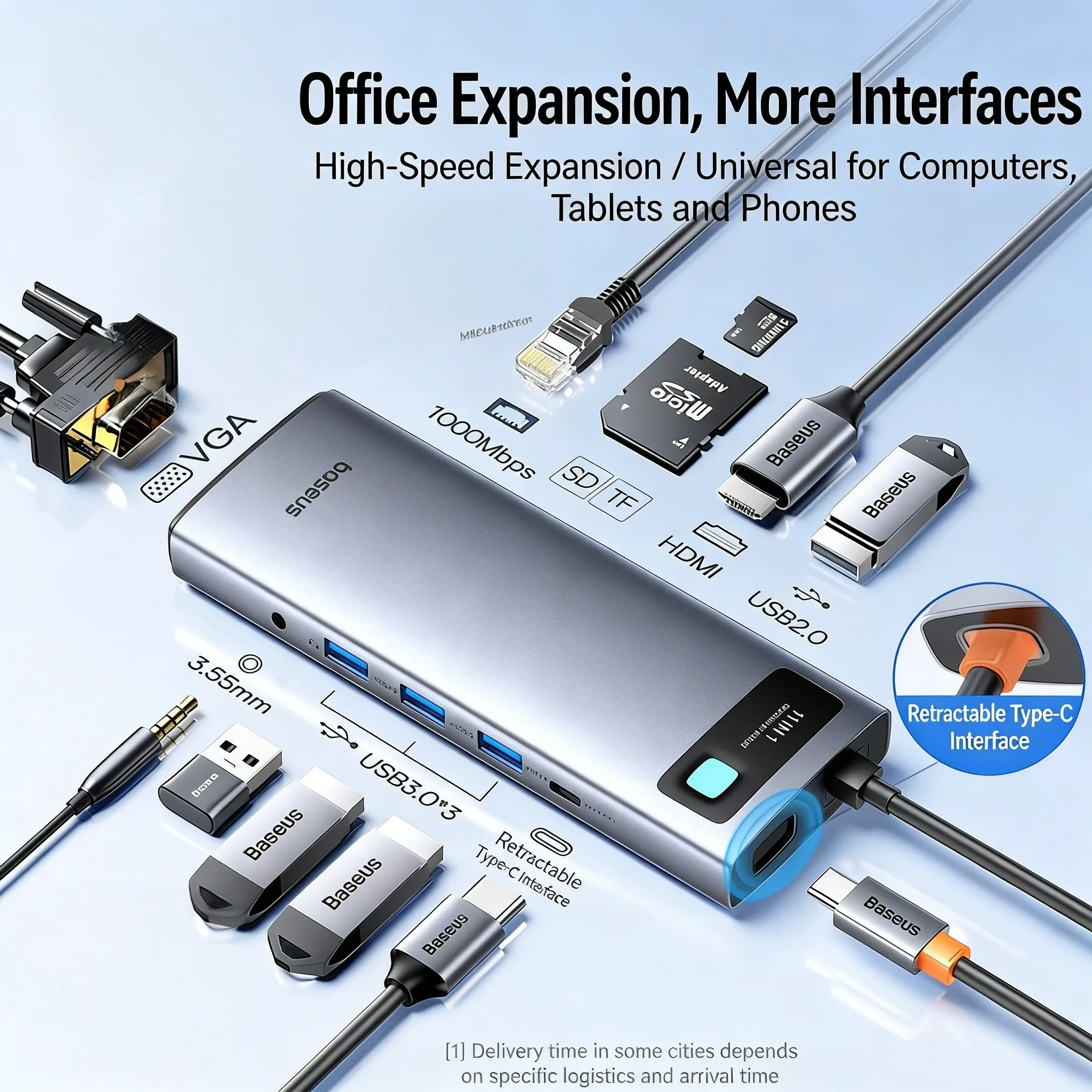 Docking Station Dual    , Baseus 7 in 1 Laptop Docking Station 3    s, USB C HUB with 4K    , VGA, 100W PD
