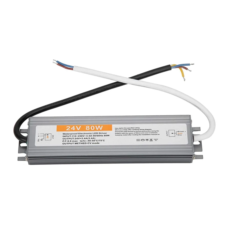 ABYP 6X LED سائق التيار الكهربائي محول IP68 في الهواء الطلق مقاوم للماء DC24V 80 واط رقيقة جدا تبديل سائق