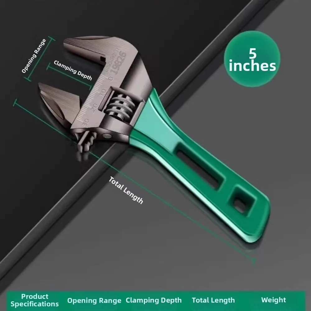 Reliable Adjustable Wrench with Enhanced Strength from Chromium Vanadium Steel and Broad Clamping Range up to 46mm