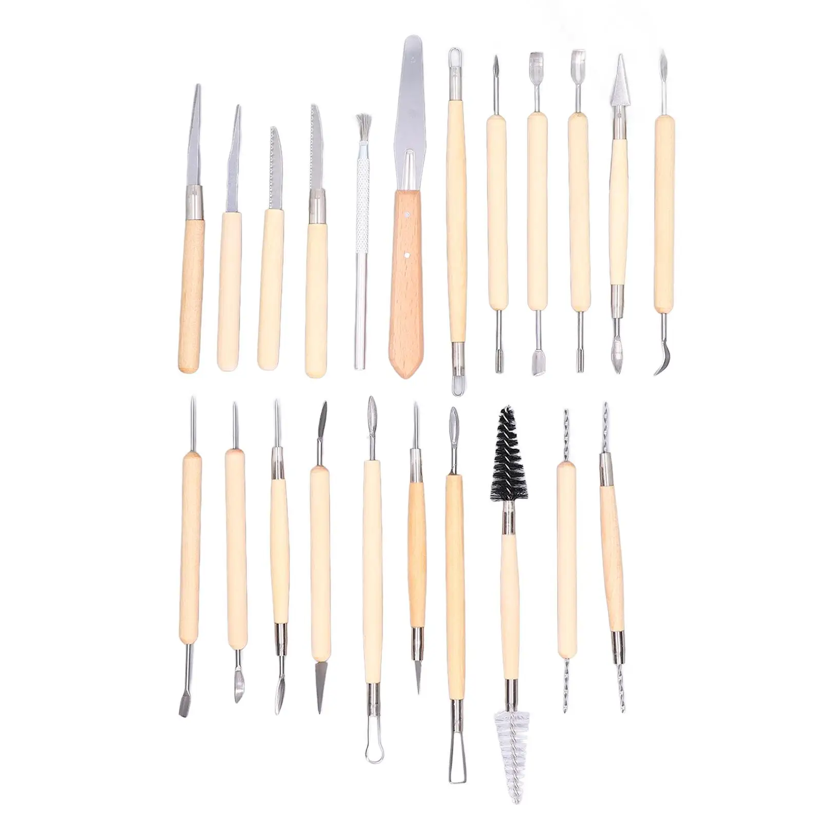 

22Pcs Double-Ended Wooden Handle Clay Sculpting Tool Kit for diy Pottery & Ceramic Carving