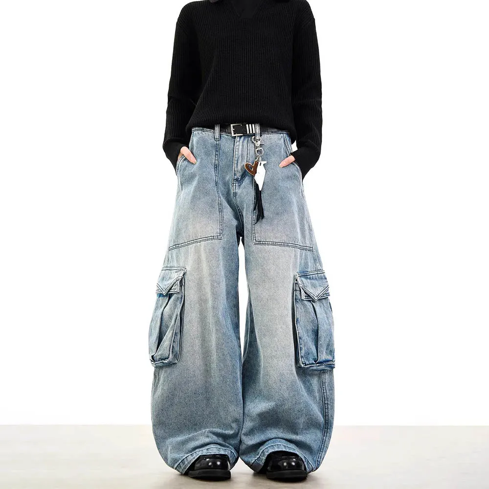 

Summer New Men's Big Pocket Jeans American Retro Fashion Trend Street Hip-Hop Loose Casual Breathable Niche Men's Bottoms