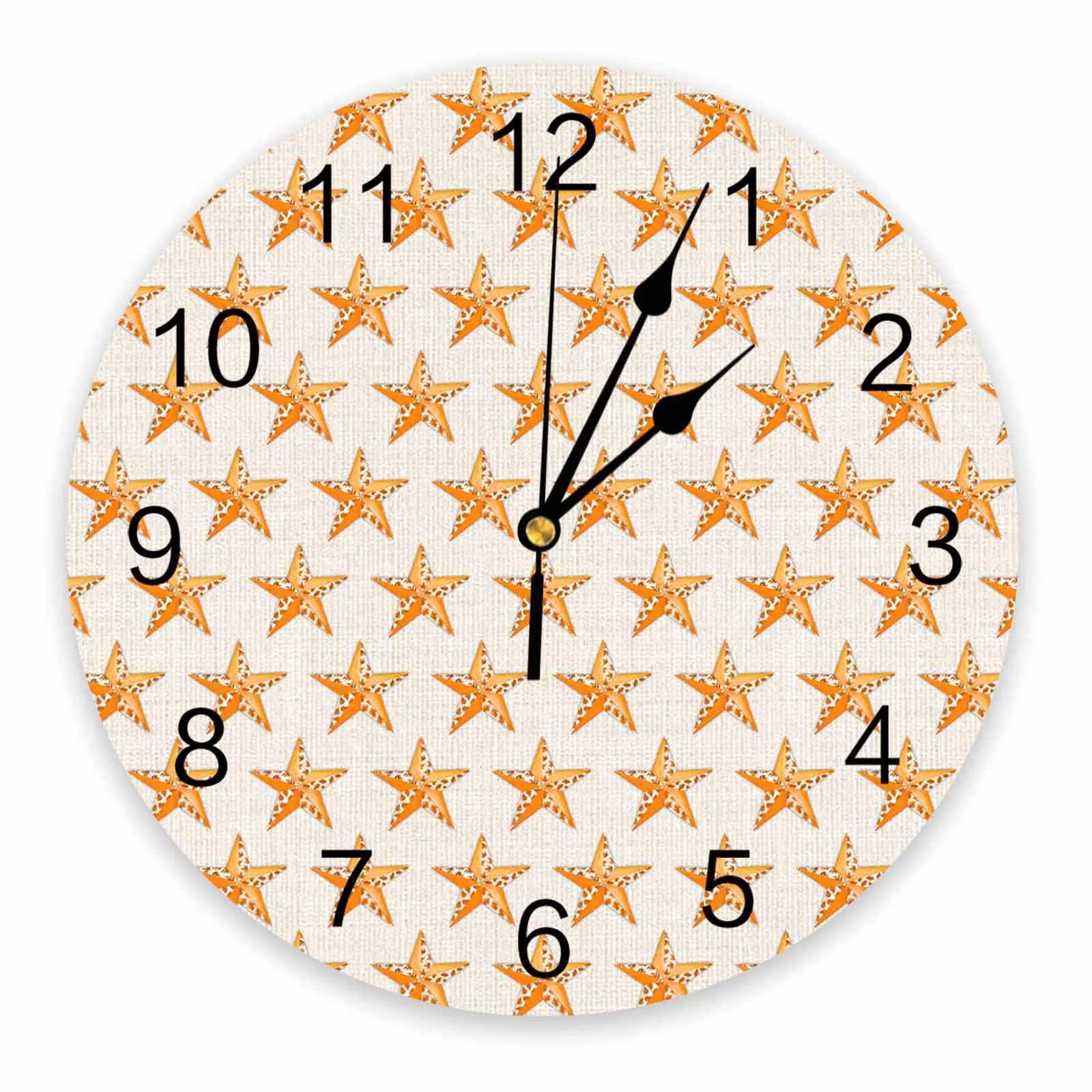 Orange Maple Leaf Pentagram Texture PVC Wall Clock Bedroom Decoration Wall Clock Modern Design Home Decore Wall Digital Clock