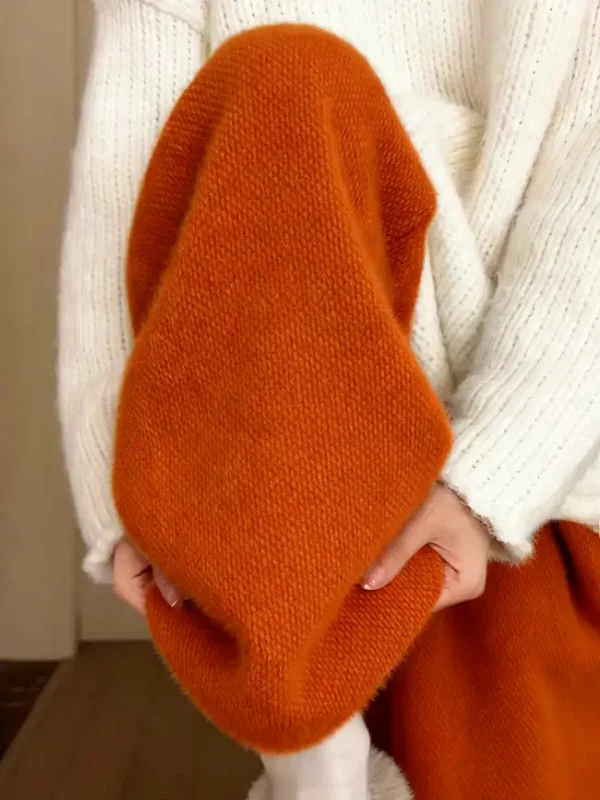 

Ladies' High Waist Knitted Fce Lined Pants Soft Dra Comfortable Korean Sle Loose Fit Casual Straight Leg Trousers