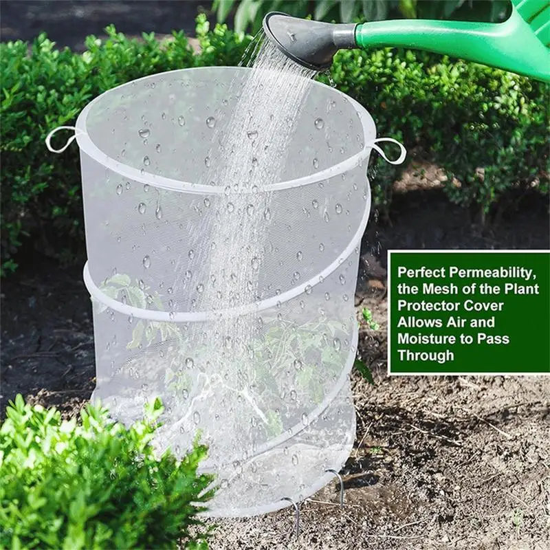

Plant Cover Net 4X Plant Protection Pop Up Net Breathable Protector Foldable Enclosure With Stakes For Garden Trees Blueberry