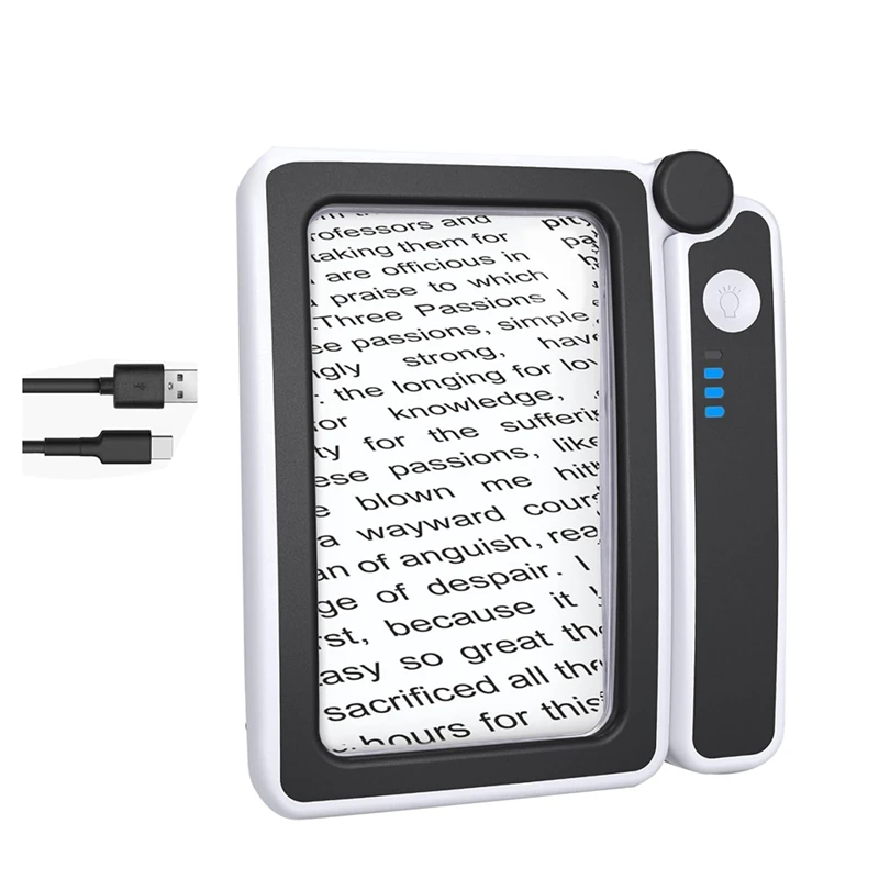 NEW-4X Large Magnifying Glass With Light For Reading,Lighted Magnifier With 10 LED Foldable Handheld Magnifiers For Seniors