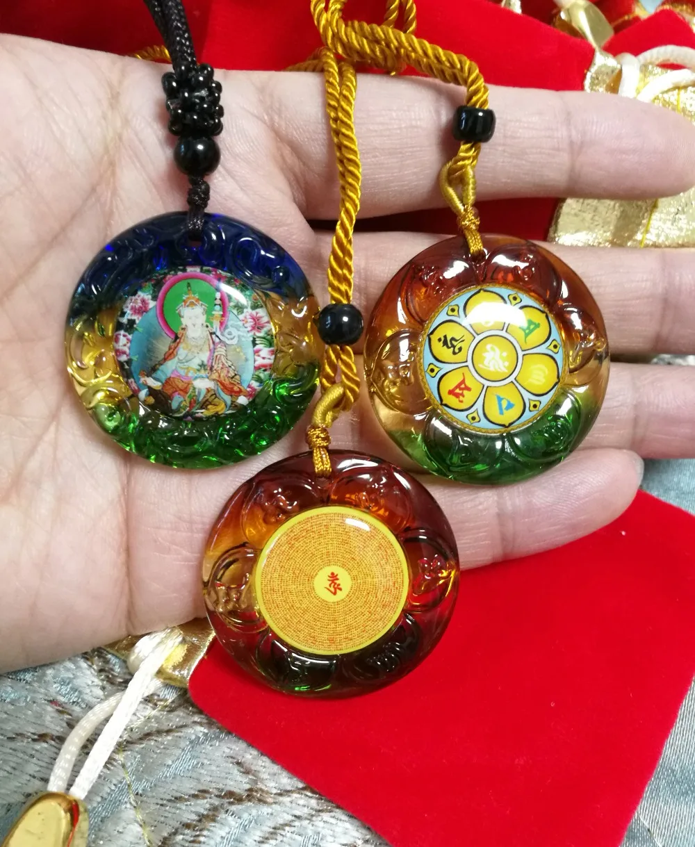 3 قطع - تميمة فعالة للسفر بجيب بوذي يوناني #   جورو بادماسامبهافا بوذا تعويذة رمز السلامة تميمة كريستال