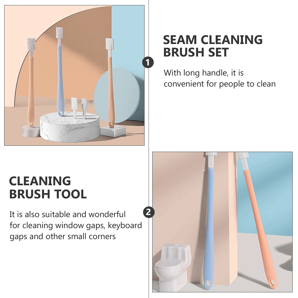 

2 Sets Brush Toilet Cleaning Accessory Seam Bathroom Vacuum Long Handle Tool Home