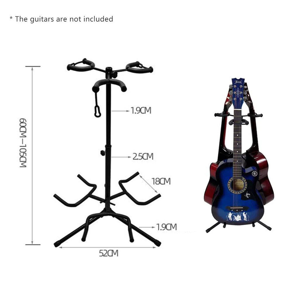 Adjustable Multi Guitar Stand 3 Holders String Instrument Floor Tripod Bracket for Acoustic Electric Guitar Bass