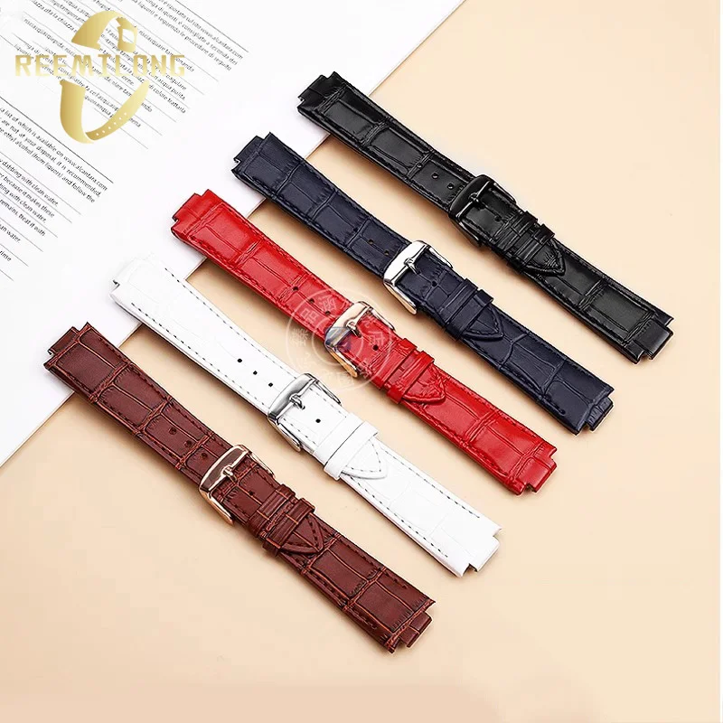 The first layer cowhide watchstrap 10 12mm Convex joint quick release black brown white red watchband For Louis Vuitton TAMBOUR