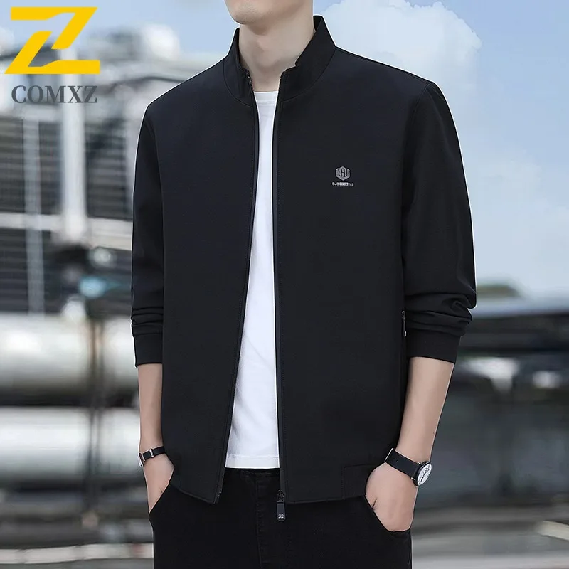 

COMXZ Hiking Camping Jacket Mens Minimalist Baseball Collar Durable Coats Fashion Travel Lightweight Autumn Zipper Clothing