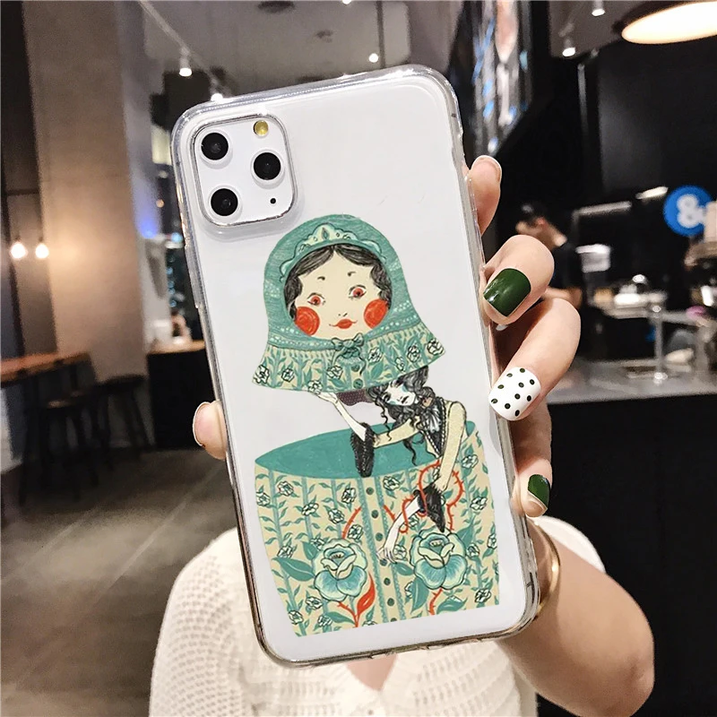 Cute Russian Dolls Matryoshka DIY Phone Cover For iPhone 11 12 13 14 15 16 Pro Max X XR XSMax 15 16 Plus Soft Silicone TPU Case