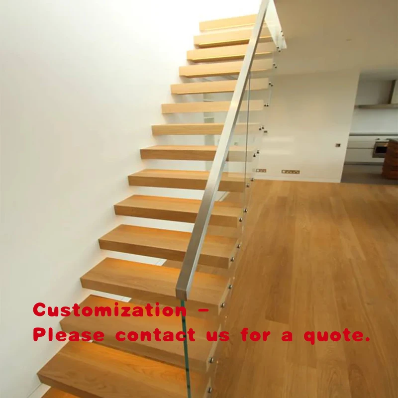 custom.Hidden Stringer Wooden Tread Beautiful School Apartment Indoor Steel Beam Staircase Floating Stair