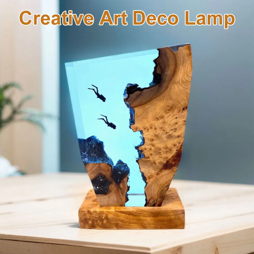 Diving Cave Exploration Theme Night Light USB Charge Deep Sea Diver Night Light Table Decoration Lamp Bedroom Office Desk Decor