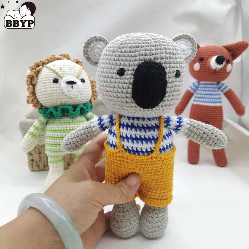 Muñeco de peluche de ganchillo para bebé, León, Koala, zorro, animales de punto, decoración de habitación infantil, regalo de cumpleaños