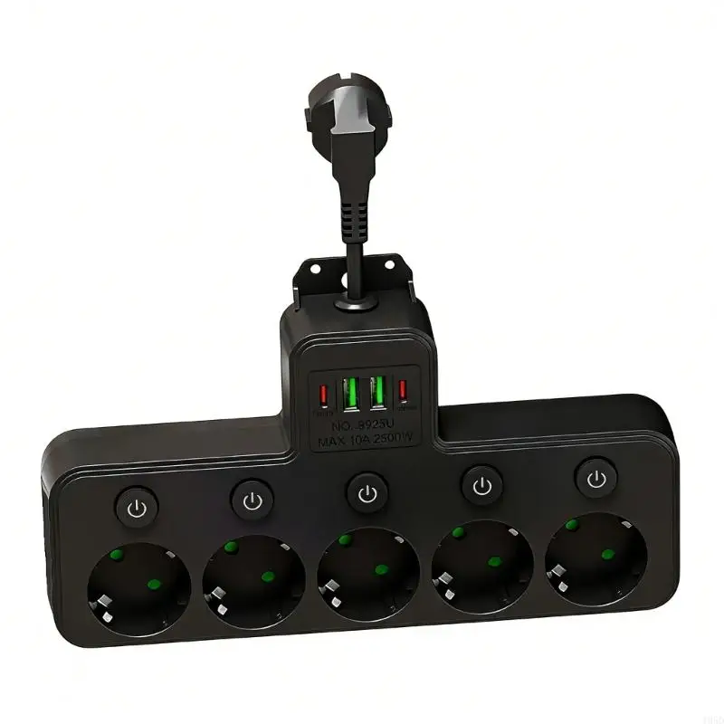 Wall Mounted Powered Belt with 4 Independent Switches and Child Safety Protecting Multiple Sockets with Single Switches