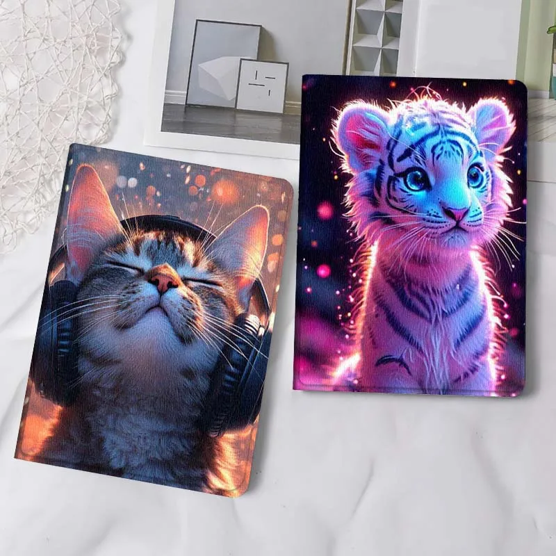 

Cute Sparkling White Tiger Gift For iPad Pro Air Mini 2 3 4 5 6 7 6th 7th 10th 11th 10.2 9.7 10.5 11 Foldable Tablet Case