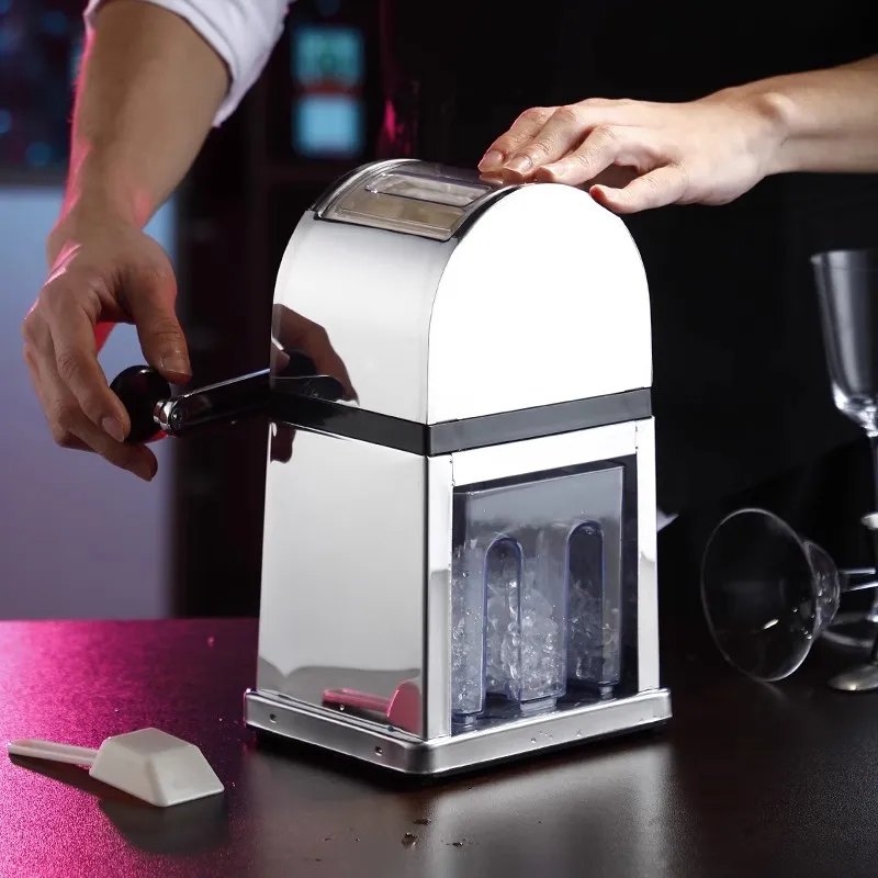 Stainless steel hand crusher, cocktail ice cube granulator, smoothie, commercial bar milk tea shop ice shaver