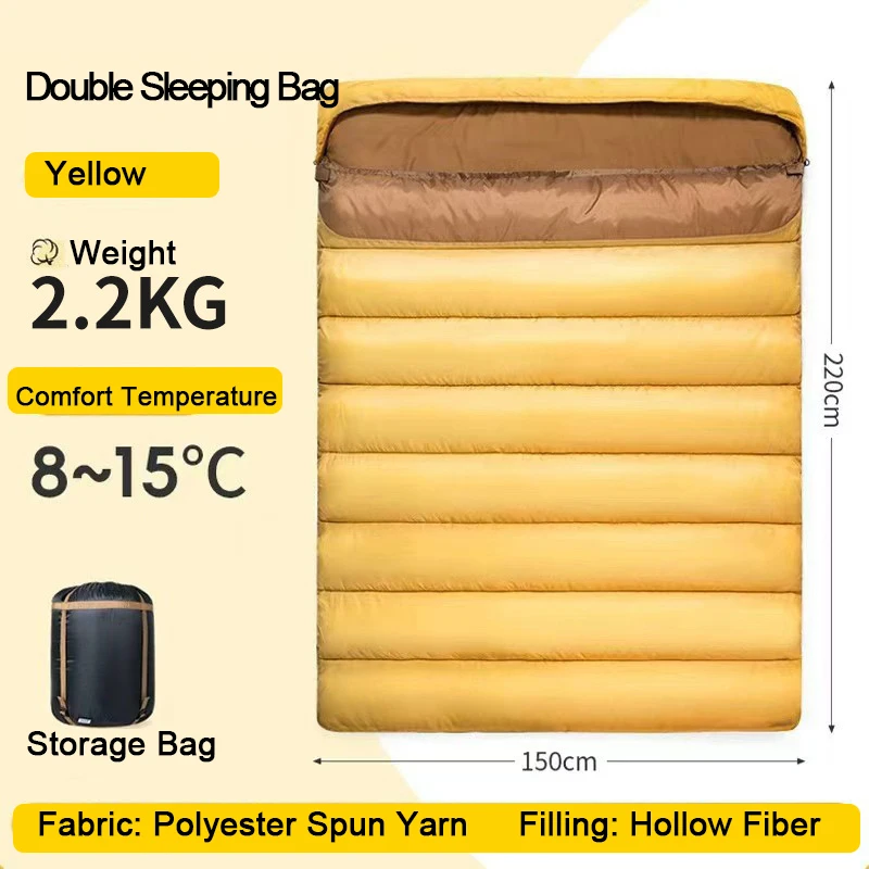 Two-Person Sleeping Bag for Adults: Thick, Waterproof, Cold-Resistant, Detachable, Warm Camping Sleeping Bag for Couples