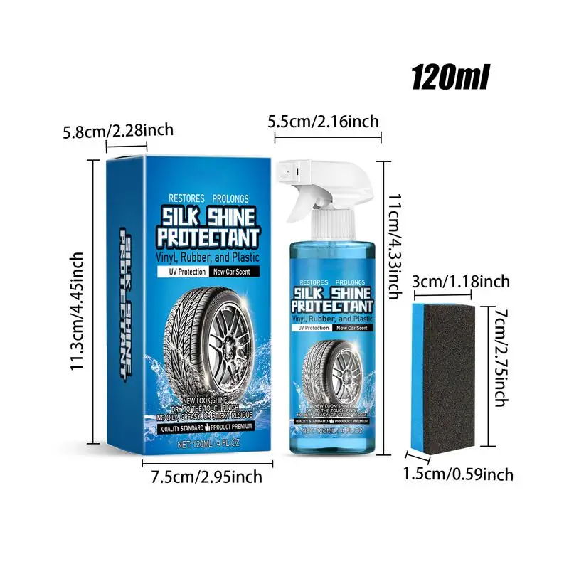 Tire Shine Spray Powerful Wheel Cleaner Spray 120ml Auto Wheel Shine Rubber Part Cleaner Portable Tire Shine Tire Stain Remover