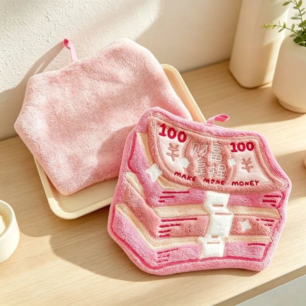 Creative Thickened Handkerchief Towel Cartoon Quick Dry Hanging Hand Towel Soft Texture Coral Fleece Absorbent Hand Towel Home