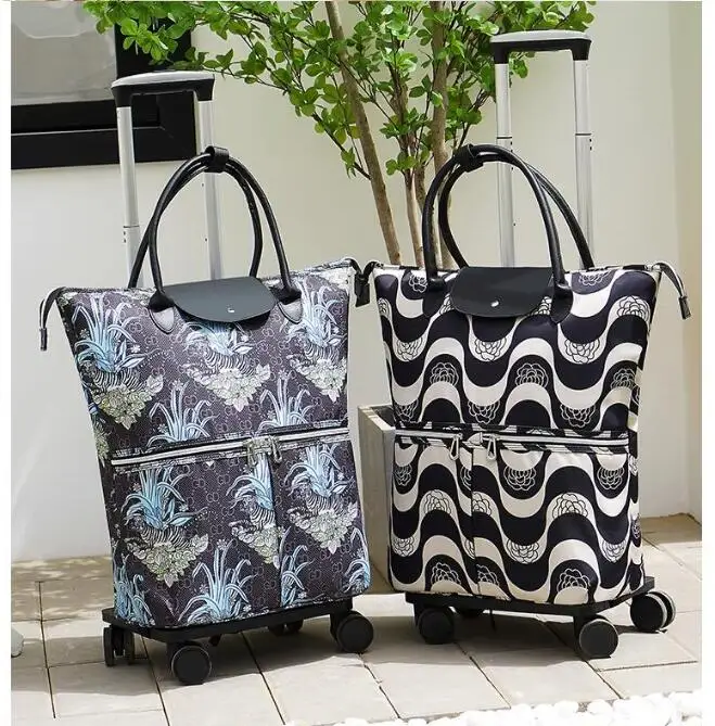 Women Carry on hand Luggage trolley Bag Women Shopping bag with With wheels Women Travel Duffel Travel Trolley Tote for women