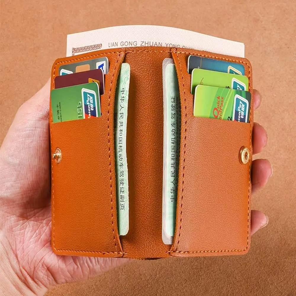 Leather Card Bag Fashion Folding Super Slim Card Wallet Soft Small Purse Men Women