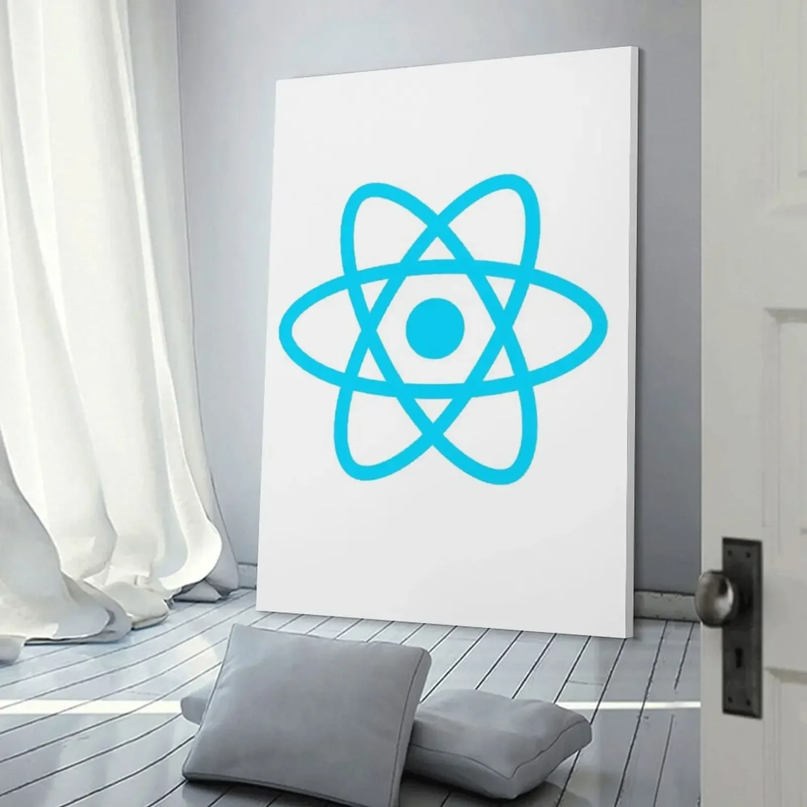 React JS ReactJS JavaScript Programmer قماش اللوحة الفنية الديكور لغرفة النوم إكسسوارات ديكور المنزل