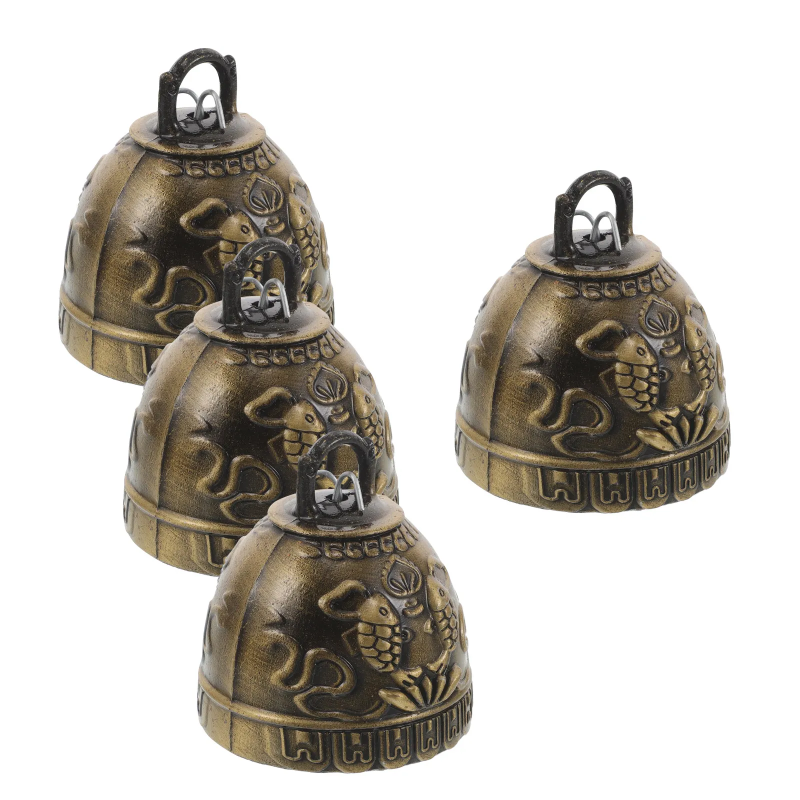 

4Pcs Vintage Bell Fish Design Alloy Craft Bells Baby Crib Wind Chime Nursery Decoration Handmade Pendant Holiday Ornament Metal