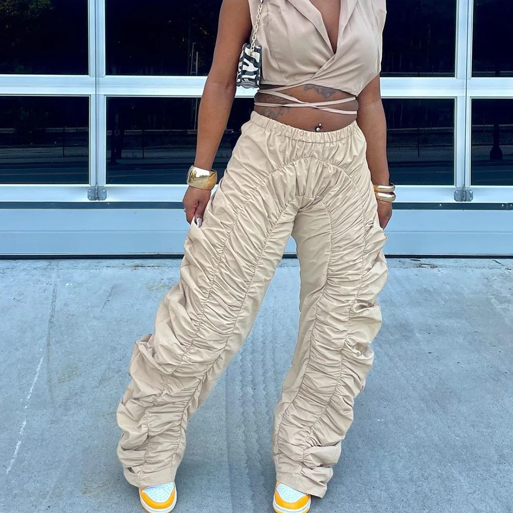 

Baggy Pleated High Waist Cargo Pant Trousers Y2K Streetwear Fashion 2023 Women Summer Clothes Ladies Wide Leg Parachute Pants