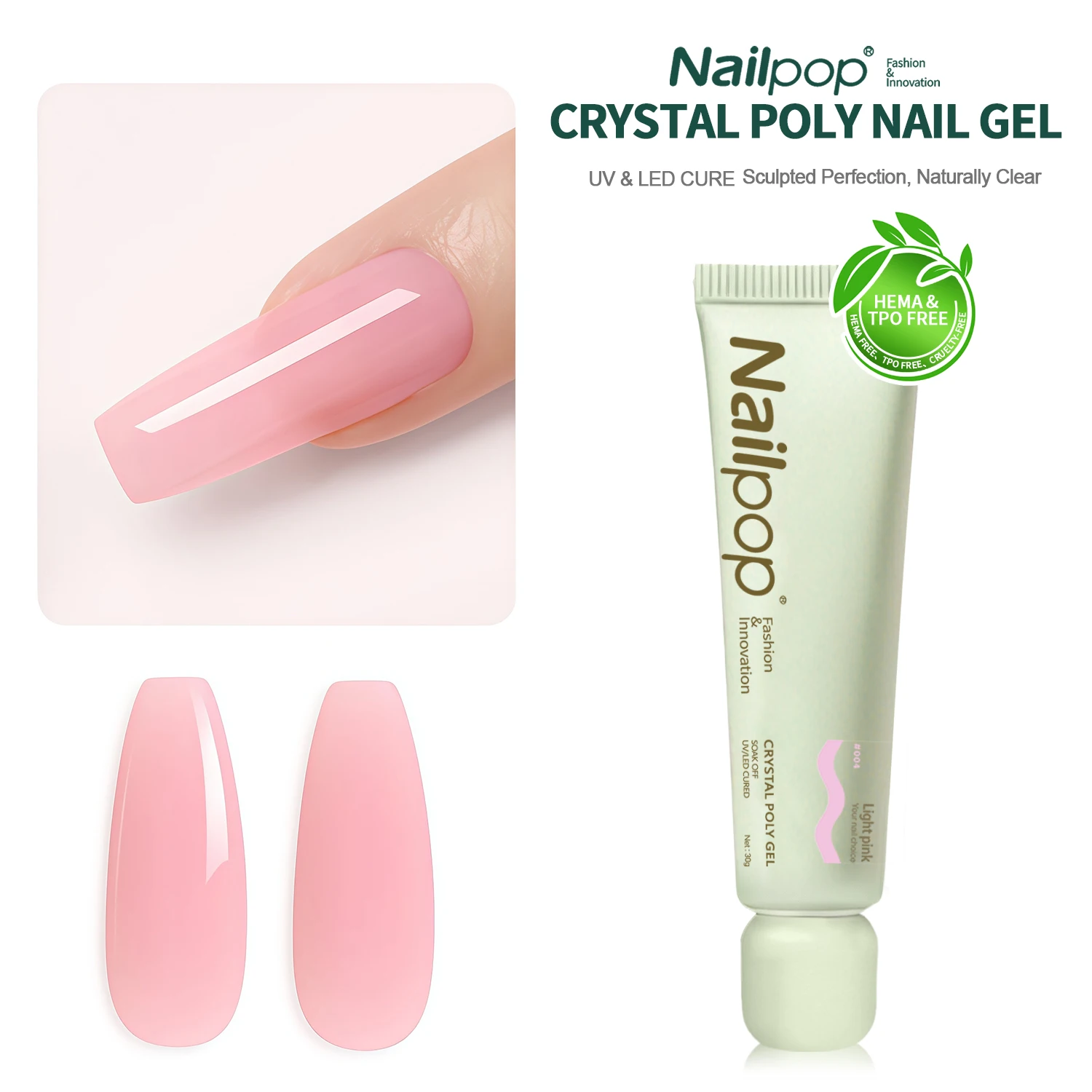 

Nailpop Crystal Poly Nail Gel TPO/HEMA-Free Builder Gel 6 Colors For Nails Extension UV/LED Lamp Curing Smooth Gel Polish 1pc