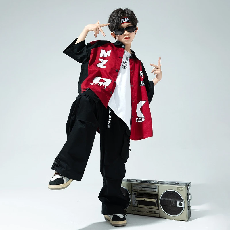 Nuovi costumi di danza Jazz per bambini moda abbigliamento Hip Hop camicia allentata pantaloni Cargo abiti moderni Kpop Set da palcoscenico per ragazza adolescente