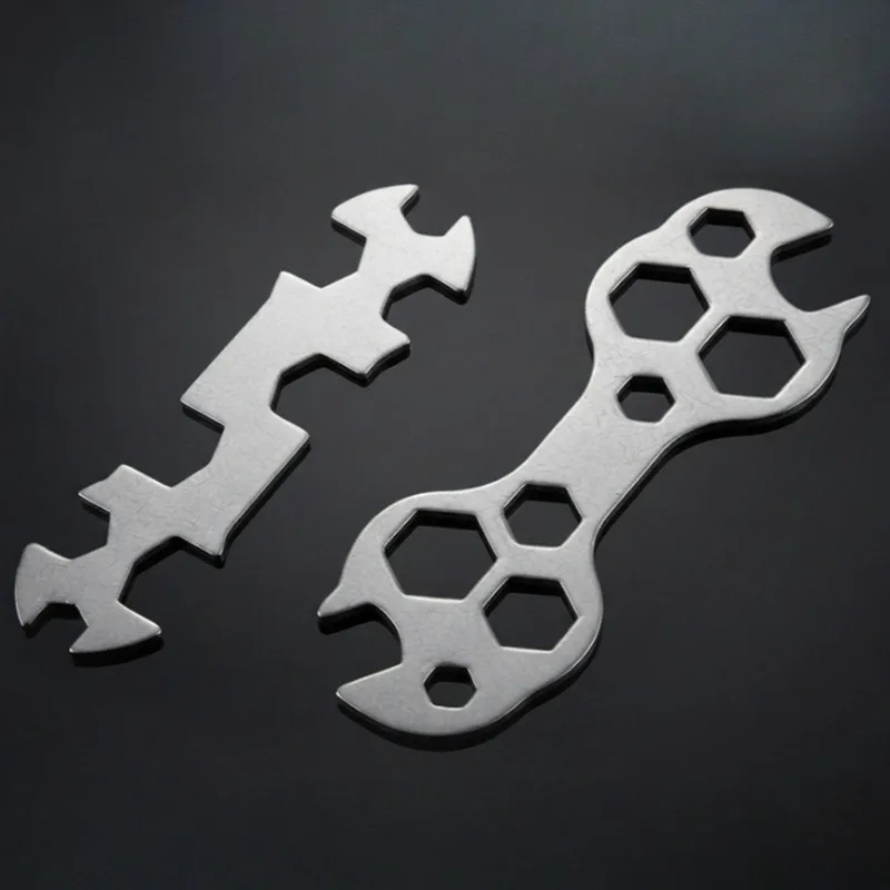 Galvanized Steel Bicycle Wrench 8mm-17mm Multi-hole Hexagon Flat Wrench Mini Portable Mountain Bike Spanner Hand Repair Tools