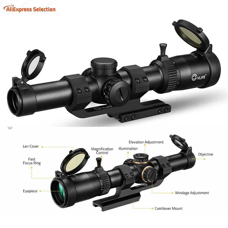 

Rifle Scope EagleFeather 1-8x24 LPVO with 30mm Cantilever Mount SFP Illuminated BDC Reticle Scope with Zero Reset Shotgun Rifle