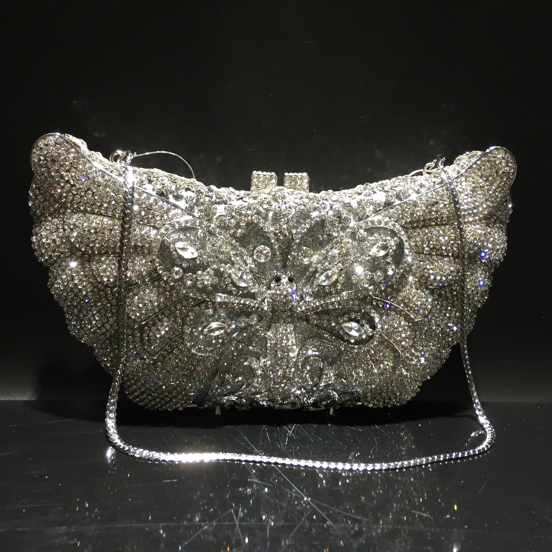 Rhinestone Empty Metal Crystal Dinner Bag Diamond Clutch Butterfly Diamond Bag Handbags Luxury Designer Bolsas Femininas Luxuosa