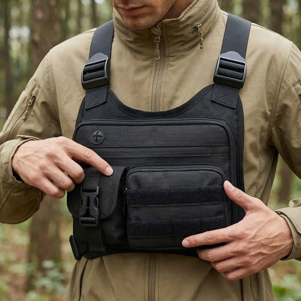 Adjustable Sports Vest Bag Water Resistant Multi-functional Outdoor Chest Bag Oxford Cloth Lightweight