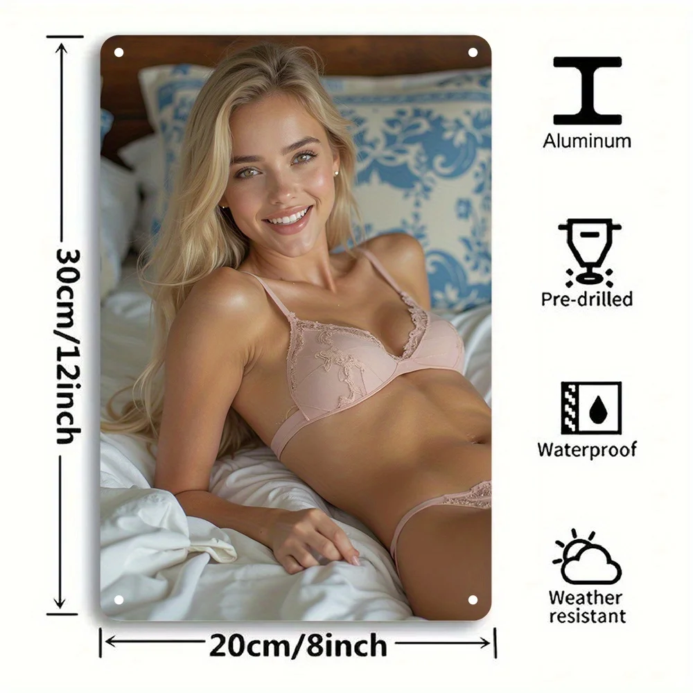 Easy Installation, Chic Vintage-Style Aluminum Wall Art Sign - , to Install with Pre-Drilled Holes, for Bedroom, Kitc