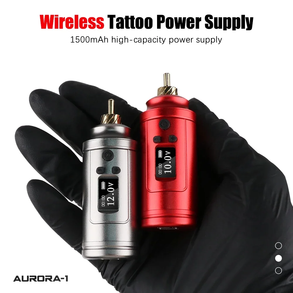 1500mAh Mini Wireless LED Tattoo Battery with RCA Interface LCD Display Power Supply for Rotary Tattoo Machine Pen Accessories