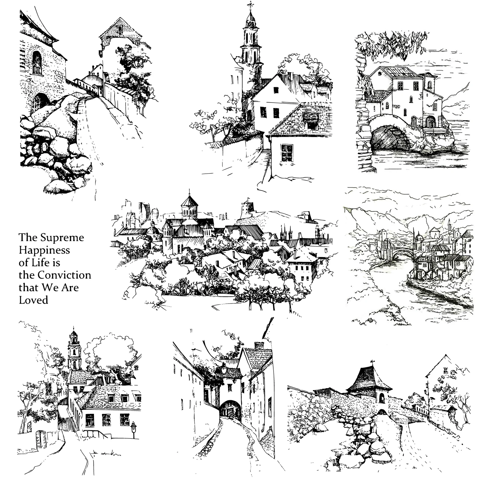 AZSG Old City Street Road|Scenery Clear Stamps/Seal For DIY Scrapbooking Card Making Album Decorative Silicone Seal Crafts