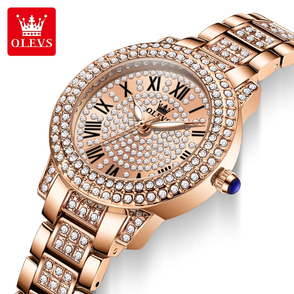 

OLEVS 9943 Women Quartz Movement Watch with Zirconia Dial Stainless Steel Strap Luminous Waterproof Fashion Accessory for Ladies