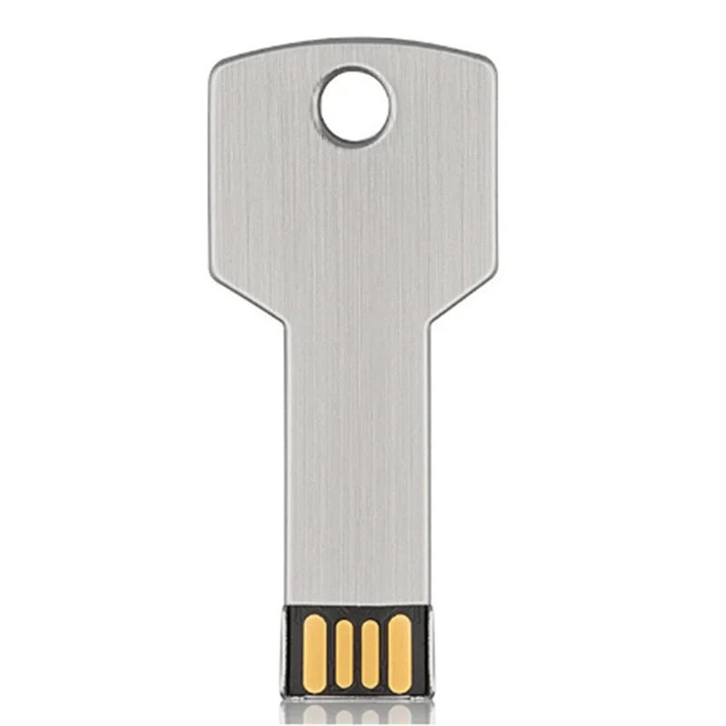 ABKQ-محرك فلاش USB معدني متين، على شكل مفتاح، فضي 32 جيجابايت - جهاز تخزين عالي السعة الحقيقية