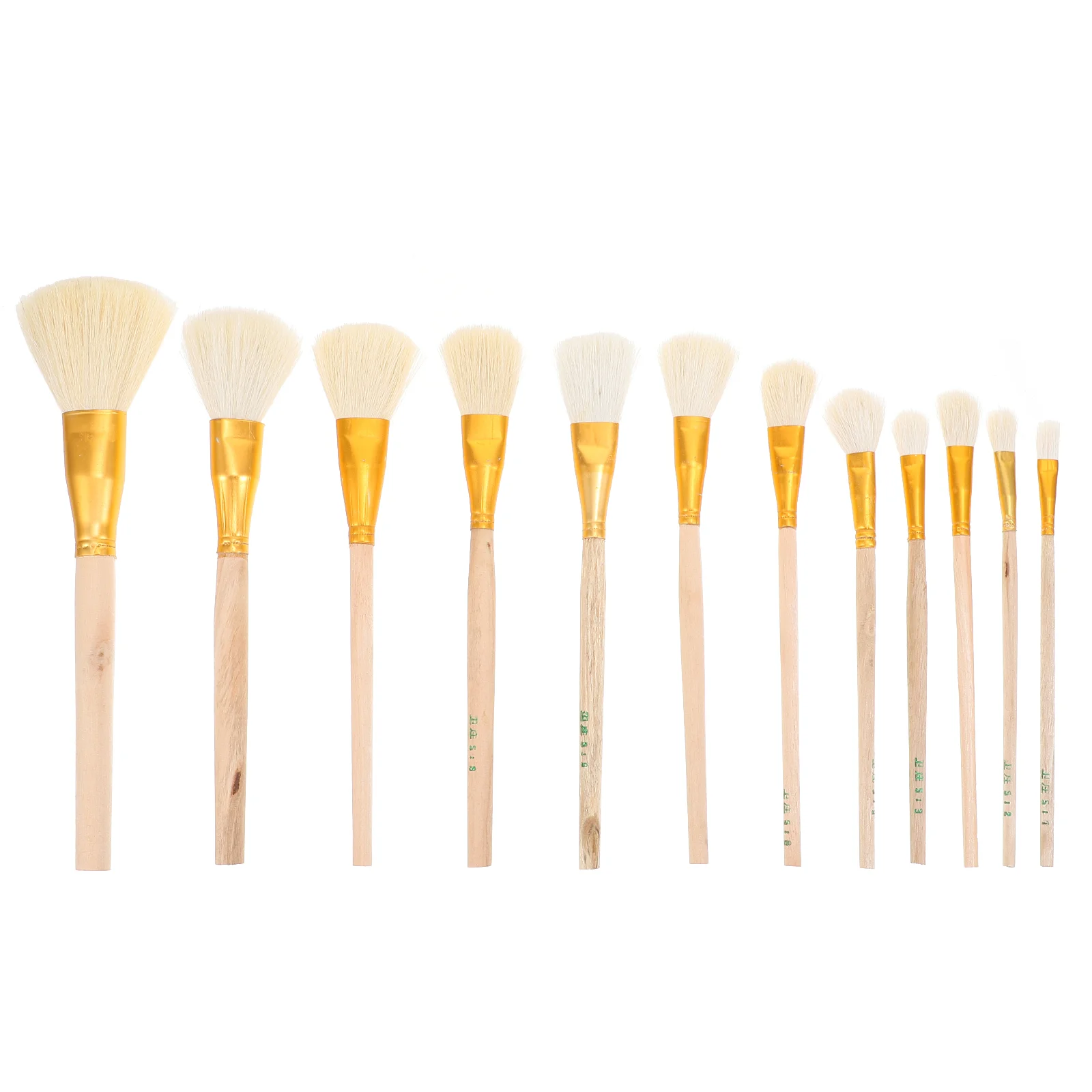 12 Pcs Paint Pen Wool Brush Leaf Gold Stencil Brushes Soft Head Template Oil Painting Metallic Paintbrush