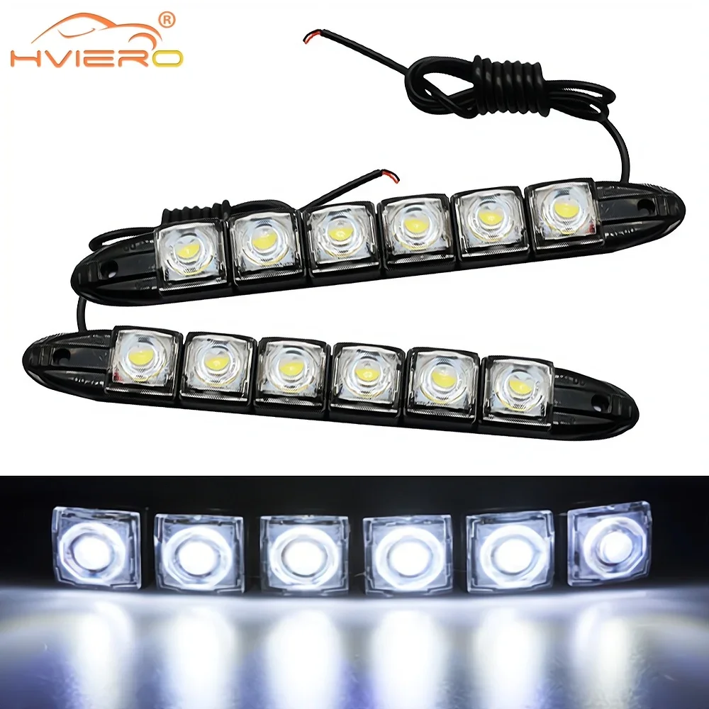 

2Pcs Truck Side Light Day Running 12V 6LED Lamps Central Grid Outline Auxiliary Lighting Led Super Bright Turn Signal Waterproof