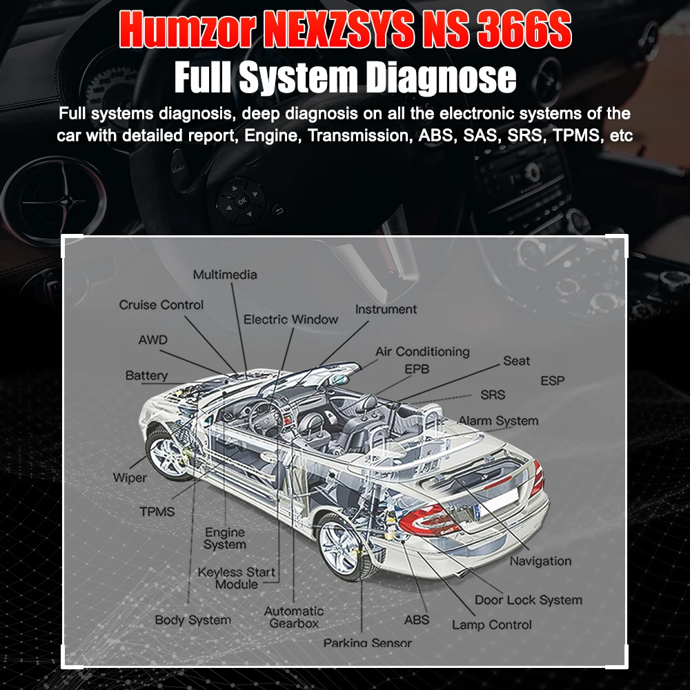 HUMZOR NexzSYS NS366S Key Coding Tool for Auto Immobilizer Systems with Key Programming Function for All System Diagnostics