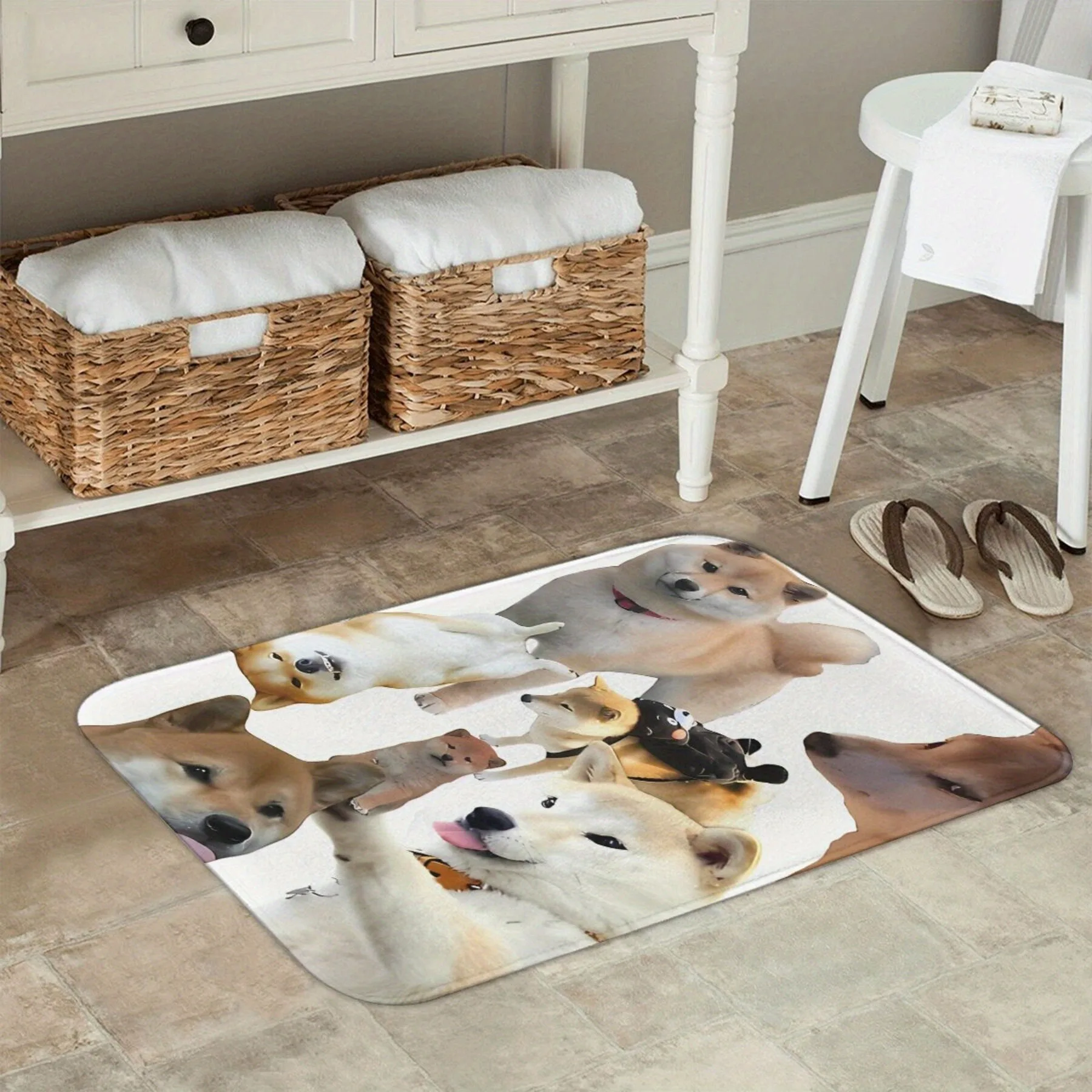 

1PC Dog Pattern Kitchen Rugs Non-Slip Door Mats Pop design Bathroom Rug Bath Mat Carpet for Home Sink Laundry Decor