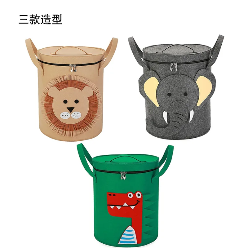 New Animal Felt Storage Bucket Thickened Felt Lego Toy Storage Bag 2-in-1 Multi-Purpose Felt Storage Bag