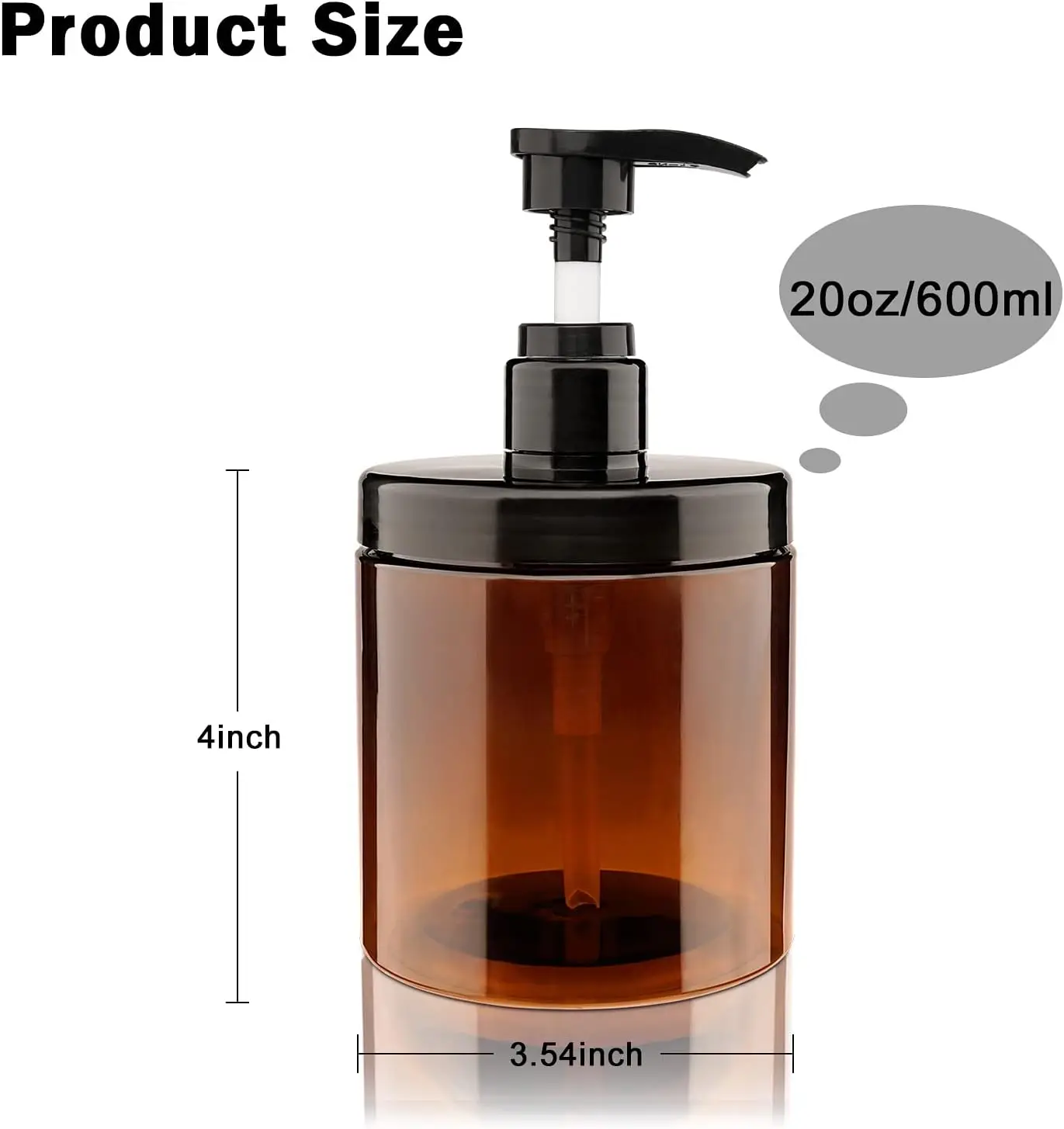 Pump Bottle Dispenser 3 Pcs 600ml/20oz Refillable Plastic Pump Bottles Wide Mouth Jar Style BPA Free Empty Pump Bottles Bathroom